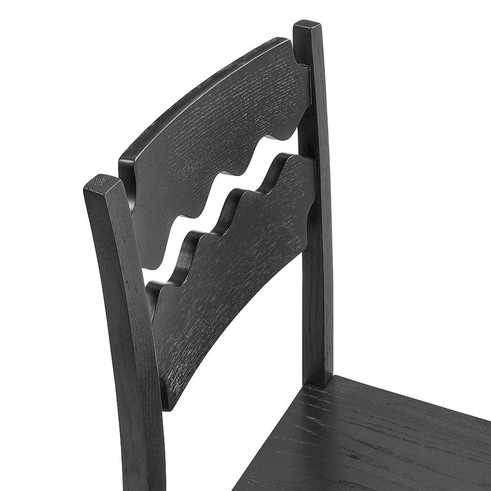 Jax Oak Wood Counter Stool With Wavy Razor Back