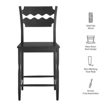 Jax Oak Wood Counter Stool With Wavy Razor Back