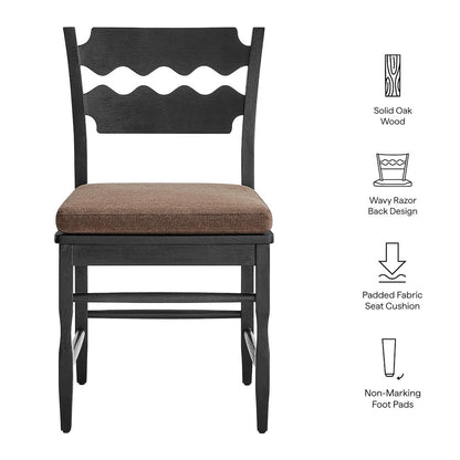 Jax Oak Wood Dining Chair With Wavy Razor Back and Cushion