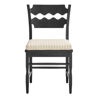 Jax Oak Wood Dining Chair With Wavy Razor Back and Cushion