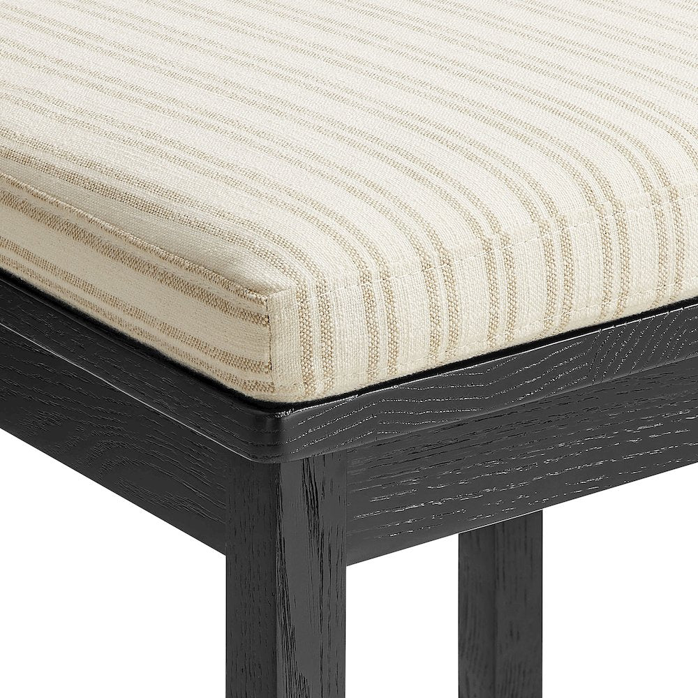 Jax Oak Wood Counter Stool With Wavy Razor Back and Cushion