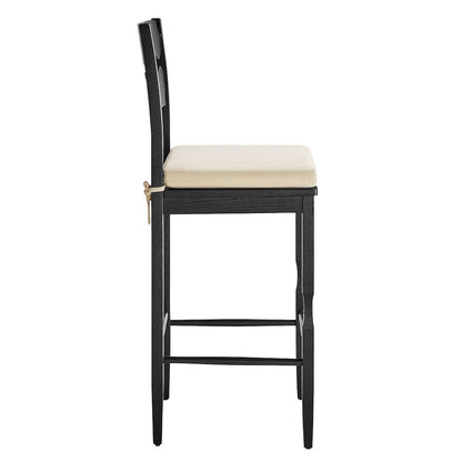 Jax Oak Wood Bar Stool With Wavy Razor Back and Cushion
