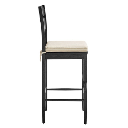 Jax Oak Wood Bar Stool With Wavy Razor Back and Cushion