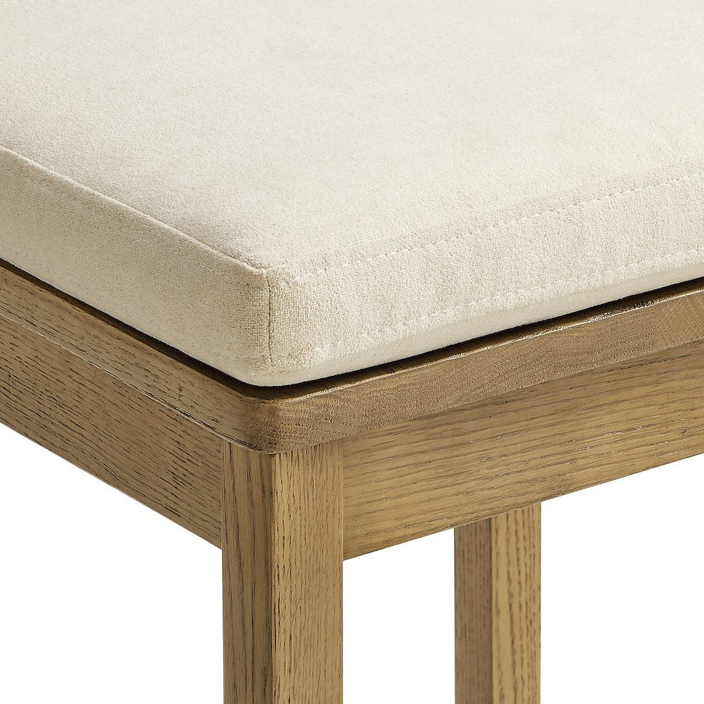 Jax Oak Wood Bar Stool With Wavy Razor Back and Cushion