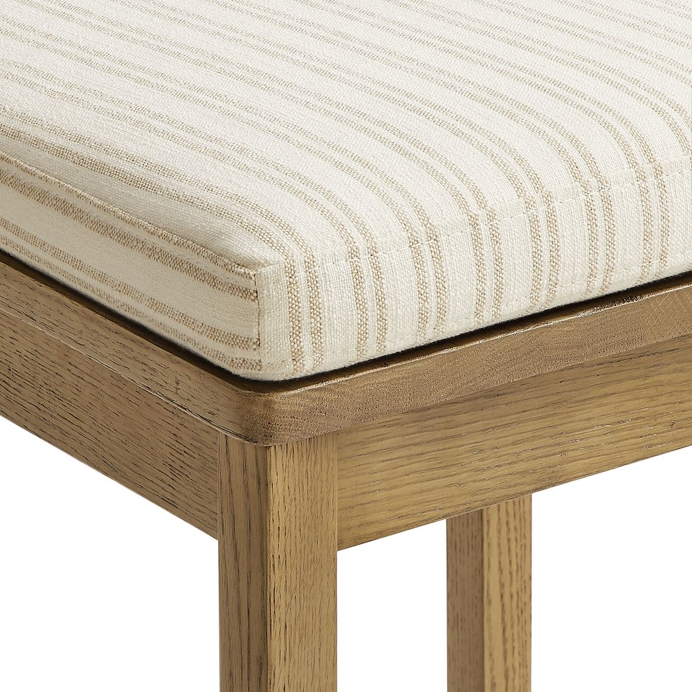 Jax Oak Wood Bar Stool With Wavy Razor Back and Cushion