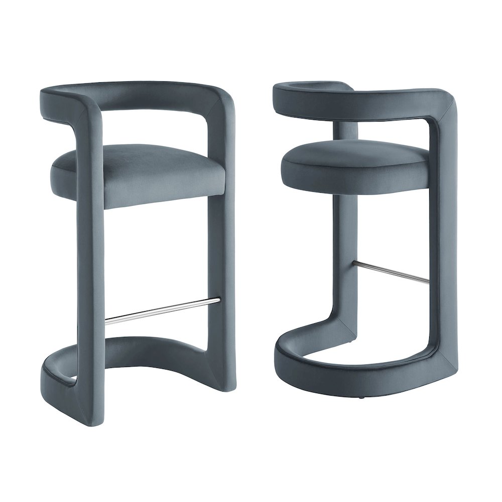 Winslow Performance Velvet Bar Stool Set of 2 - Cadet Blue