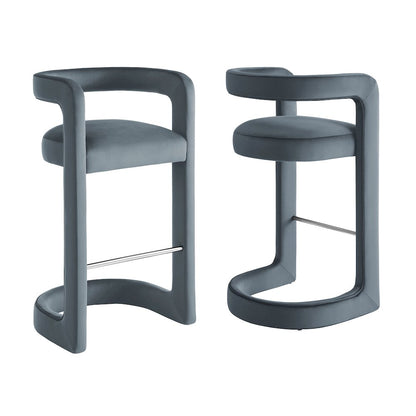 Winslow Performance Velvet Bar Stool Set of 2 - Cadet Blue