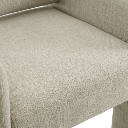 Fabric-Upholstered Dining Chair with Arms and Thick Cushion for Kitchen, Linen