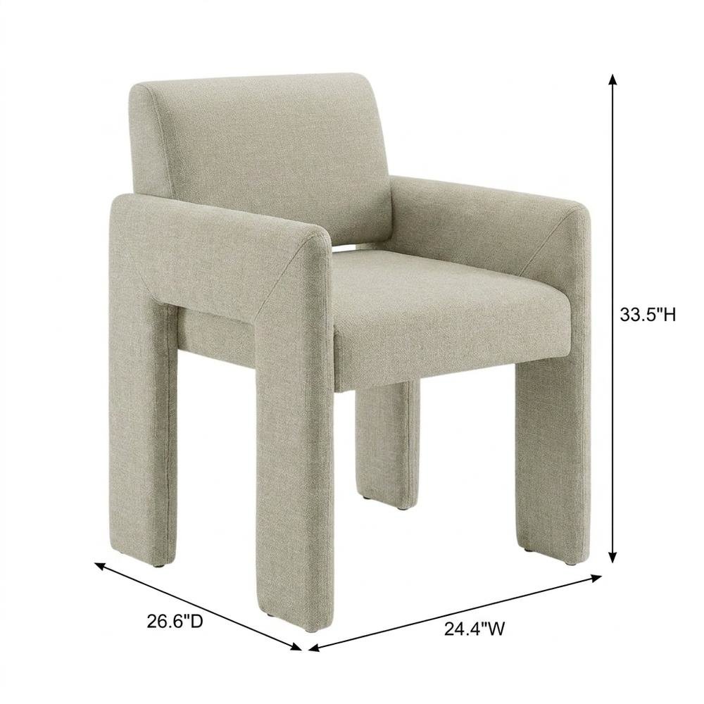Fabric-Upholstered Dining Chair with Arms and Thick Cushion for Kitchen, Linen