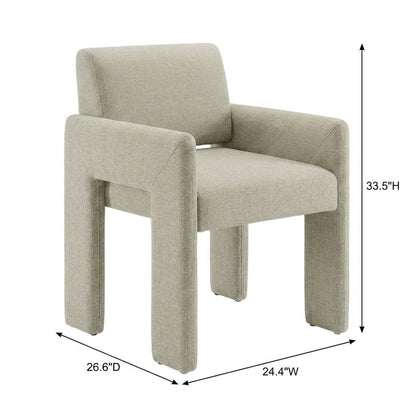 Fabric-Upholstered Dining Chair with Arms and Thick Cushion for Kitchen, Linen