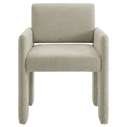 Fabric-Upholstered Dining Chair with Arms and Thick Cushion for Kitchen, Linen