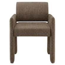 Fabric-Upholstered Dining Chair with Arms and Thick Cushion for Kitchen, Mocha