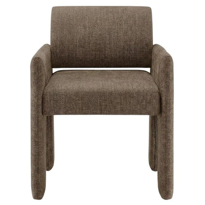 Fabric-Upholstered Dining Chair with Arms and Thick Cushion for Kitchen, Mocha