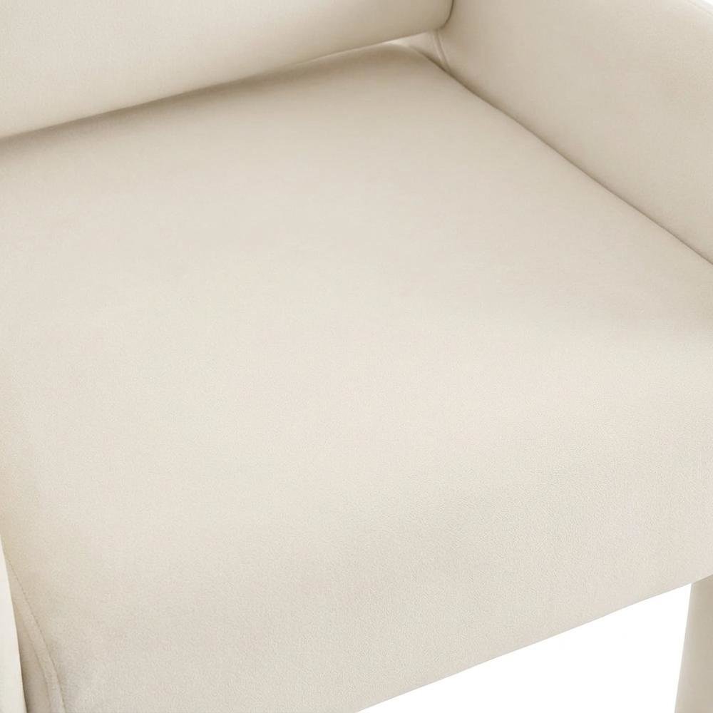 Performance Velvet Dining Armchair with Stain-Resistant Fabric, Alabaster