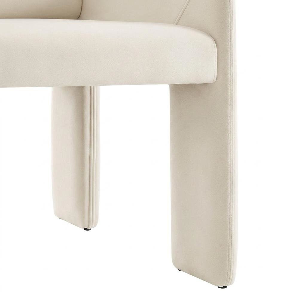Performance Velvet Dining Armchair with Stain-Resistant Fabric, Alabaster