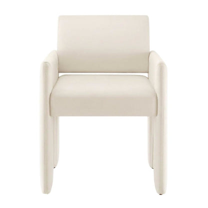 Performance Velvet Dining Armchair with Stain-Resistant Fabric, Alabaster