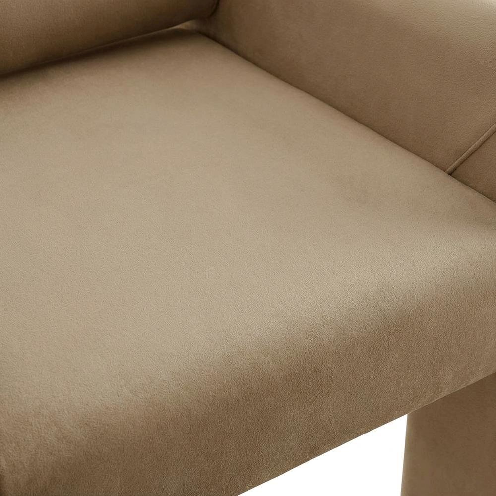Performance Velvet Dining Armchair with Stain-Resistant Fabric, Taupe