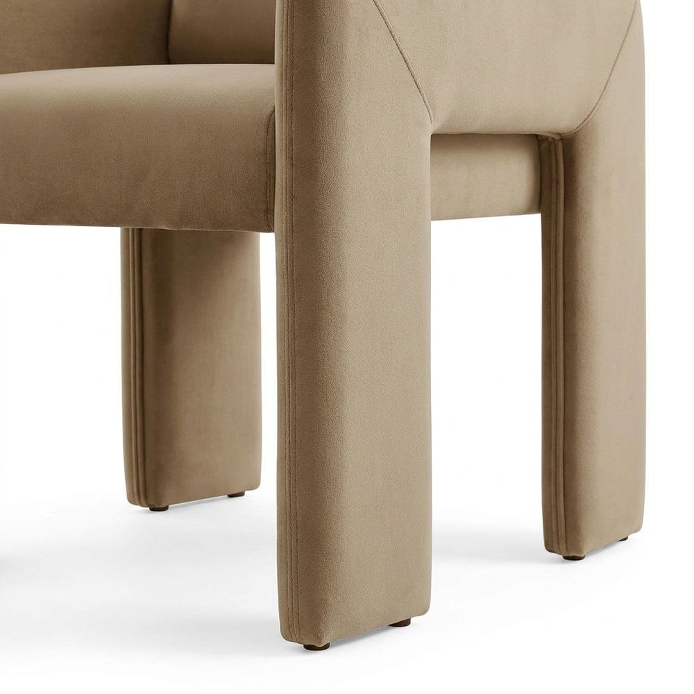 Performance Velvet Dining Armchair with Stain-Resistant Fabric, Taupe