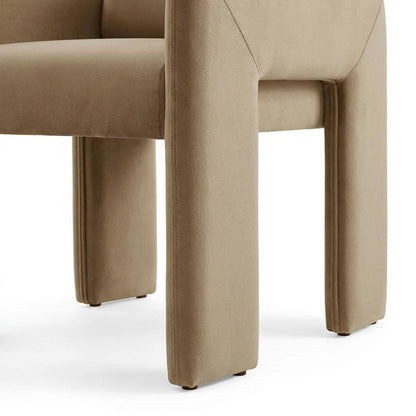 Performance Velvet Dining Armchair with Stain-Resistant Fabric, Taupe