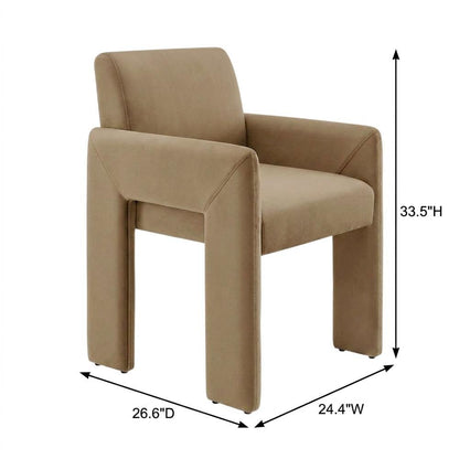 Performance Velvet Dining Armchair with Stain-Resistant Fabric, Taupe