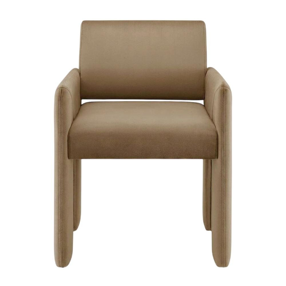 Performance Velvet Dining Armchair with Stain-Resistant Fabric, Taupe