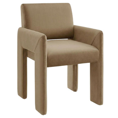 Performance Velvet Dining Armchair with Stain-Resistant Fabric, Taupe