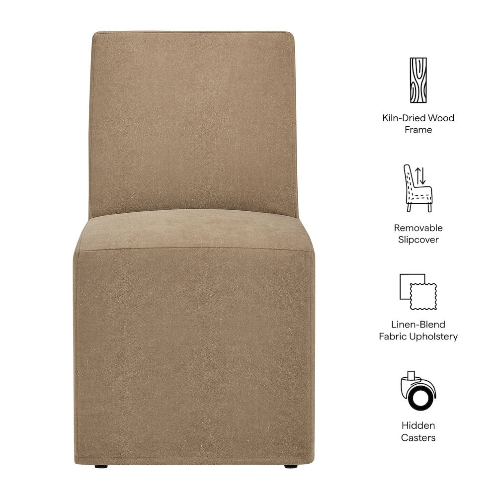 Tessera Upholstered Linen-Blend Slipcovered Dining Chair