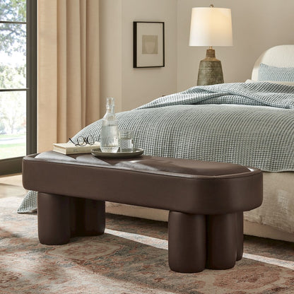 Mossi 52-Inch Oval Vegan Leather Bench