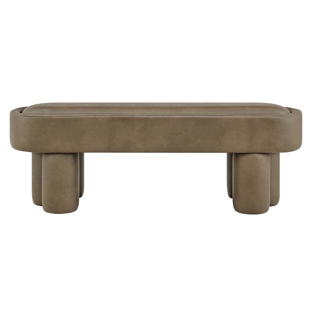 Mossi 52-Inch Oval Vegan Leather Bench