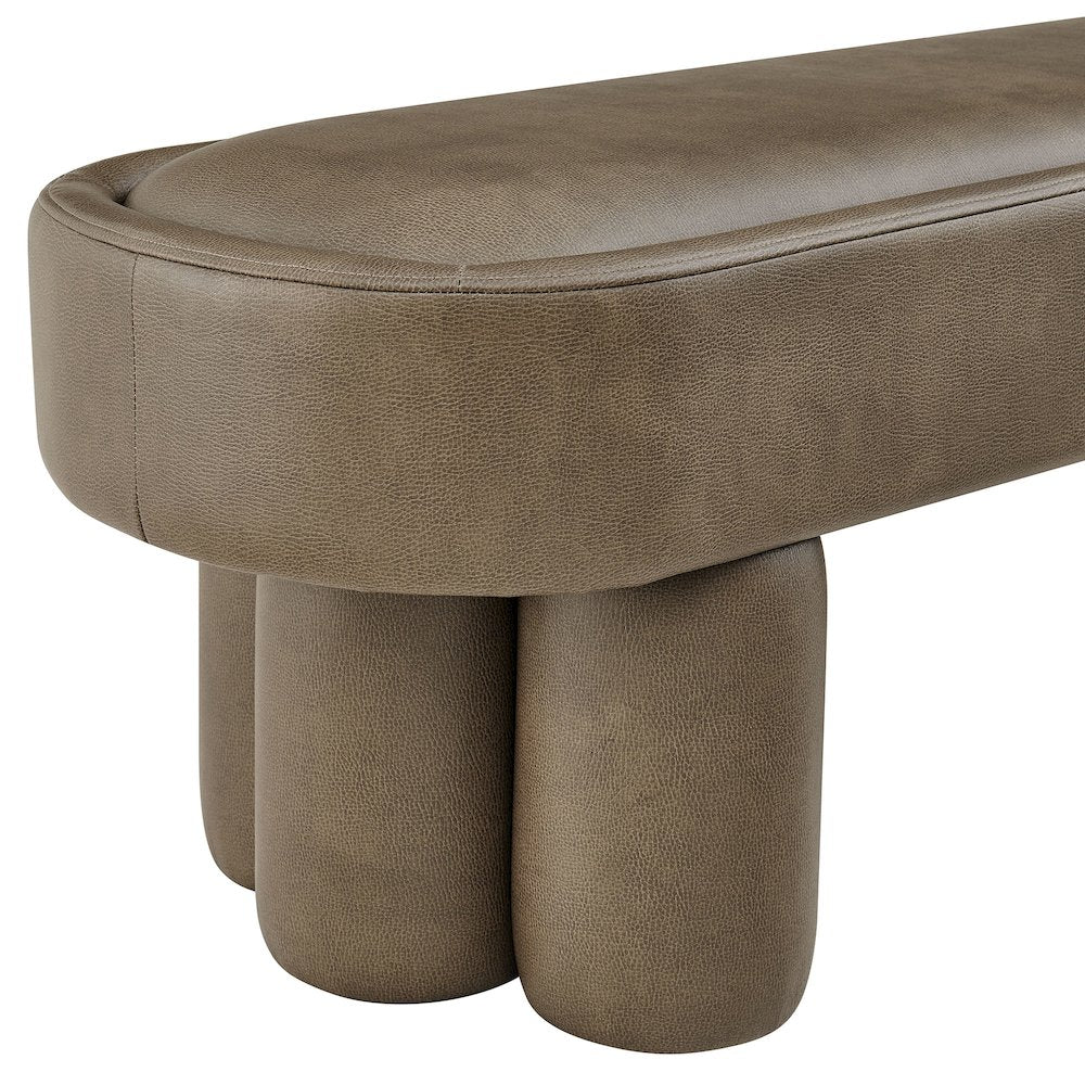 Mossi 52-Inch Oval Vegan Leather Bench