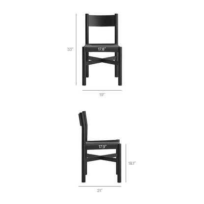 Alvia Oak Wood Dining Side Chair With Woven Seat - Black
