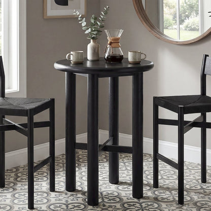 Alvia Round 30" Oak Wood Bar Table - Black