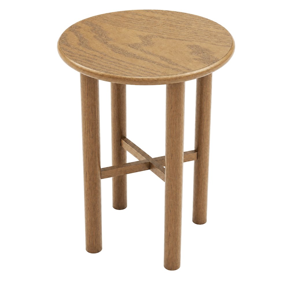 Alvia Round 30" Oak Wood Bar Table - Weathered Oak