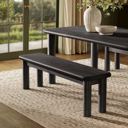 Alvia 58" Oak Wood Bench - Black