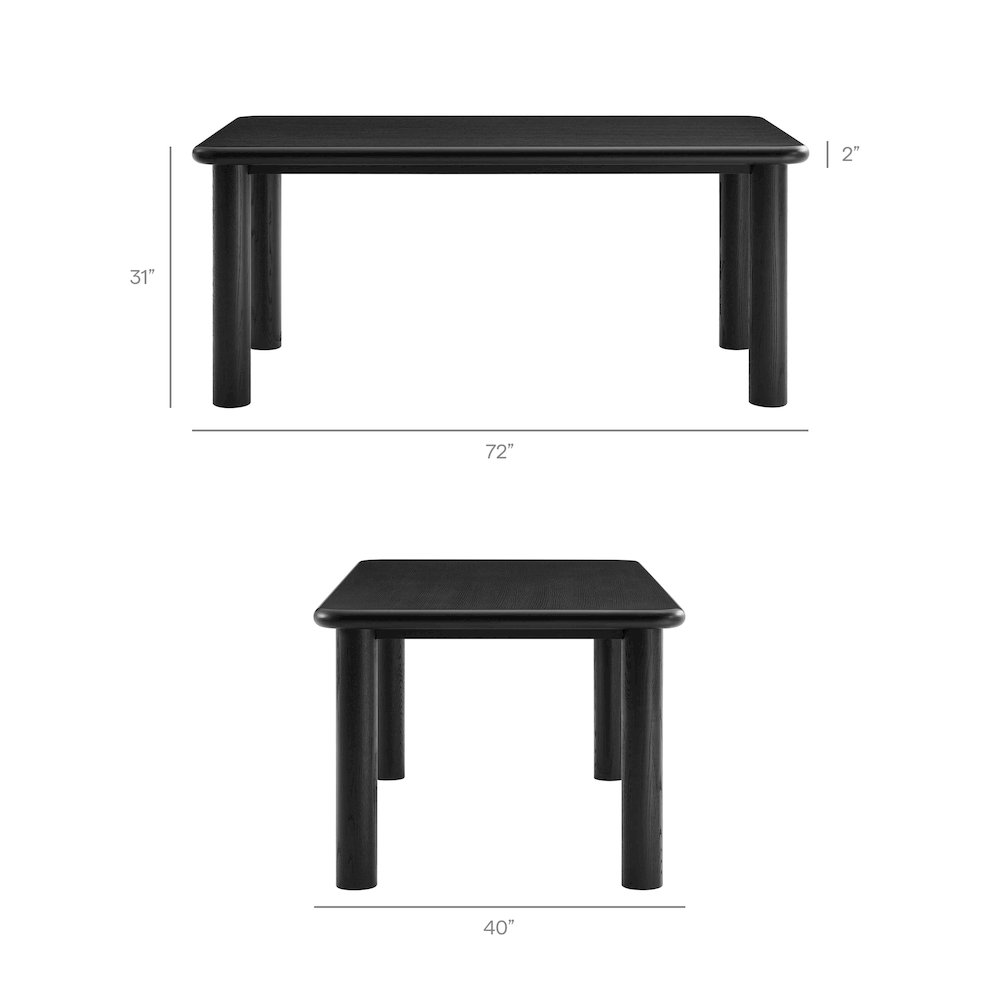 Alvia 7-Piece Oak Wood Dining Table and Chairs Set - Black