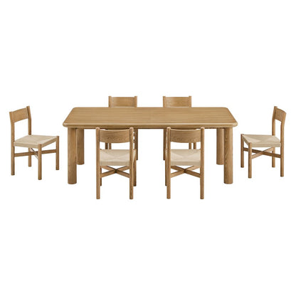 Alvia 7-Piece Oak Wood Extendable Dining Table and Chairs Set - Weathered Oak