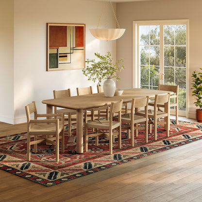 Alvia 9-Piece Oak Wood Extendable Dining Table and Chairs Set - Weathered Oak
