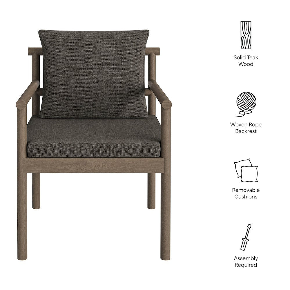 Eleni Outdoor Patio Teak Wood Rope Dining Chair