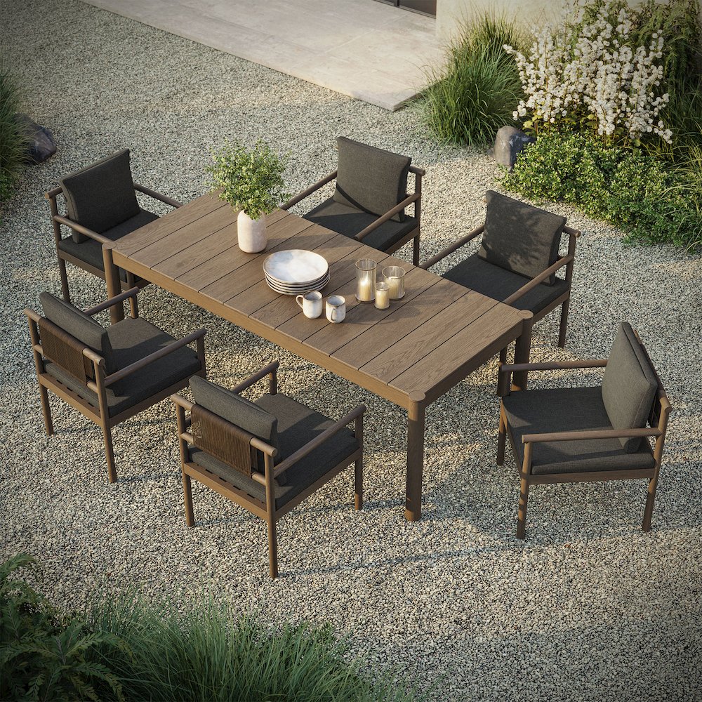 Eleni 7 Piece Outdoor Patio Teak Wood Dining Set