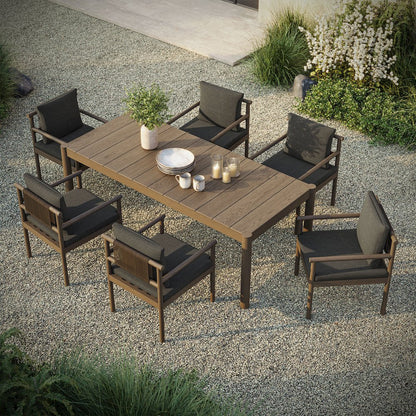Eleni 7 Piece Outdoor Patio Teak Wood Dining Set