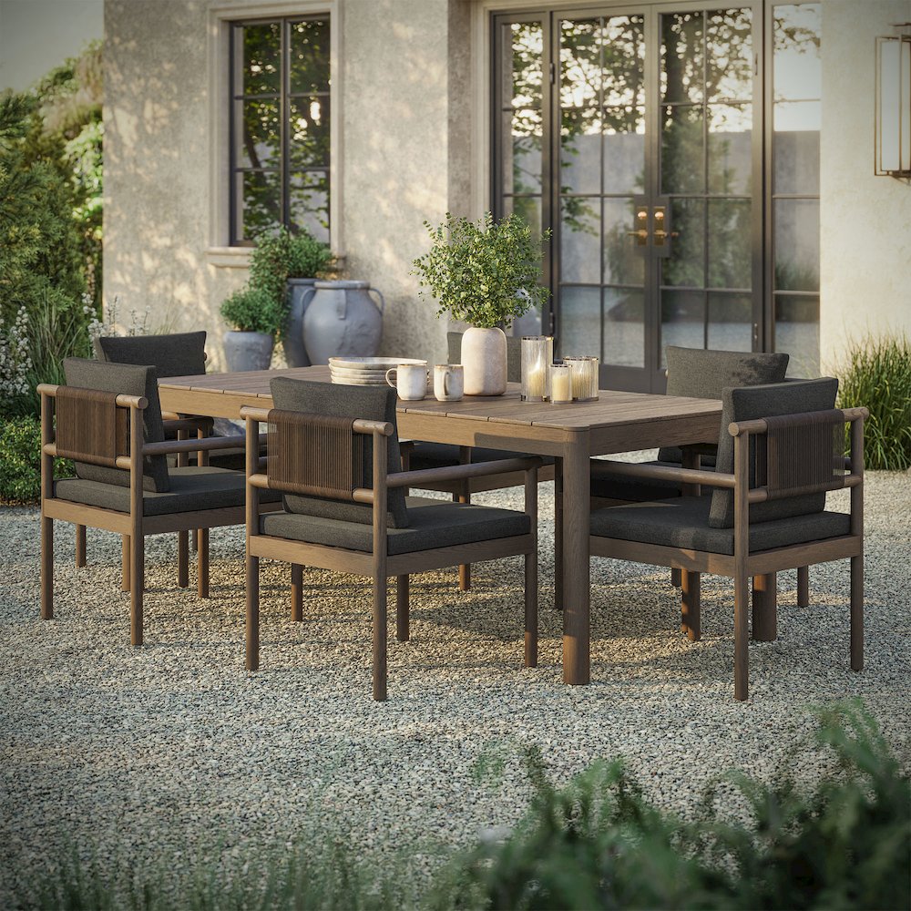 Eleni 7 Piece Outdoor Patio Teak Wood Dining Set