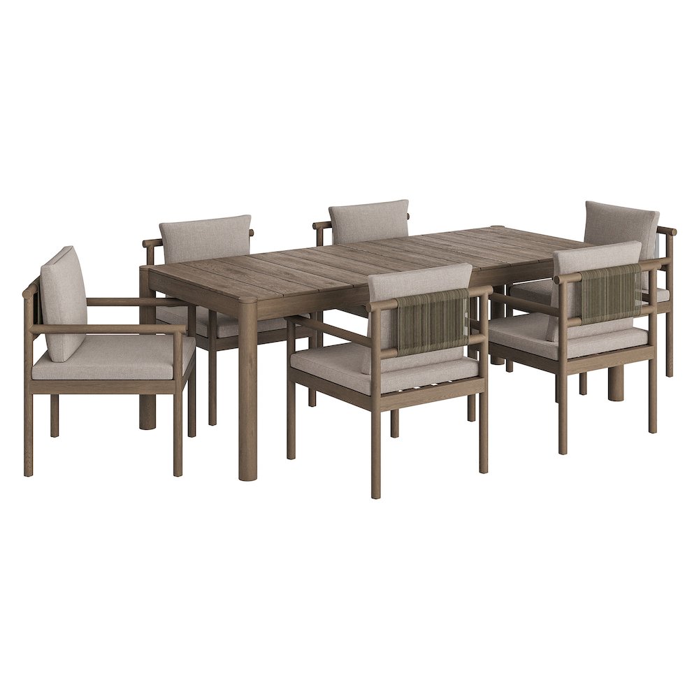 Eleni 7 Piece Outdoor Patio Teak Wood Dining Set
