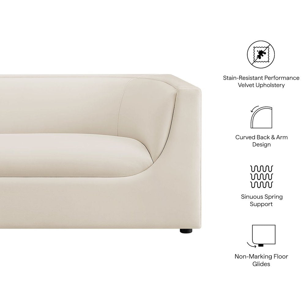 Hilda 86" Curved Back Performance Velvet Sofa