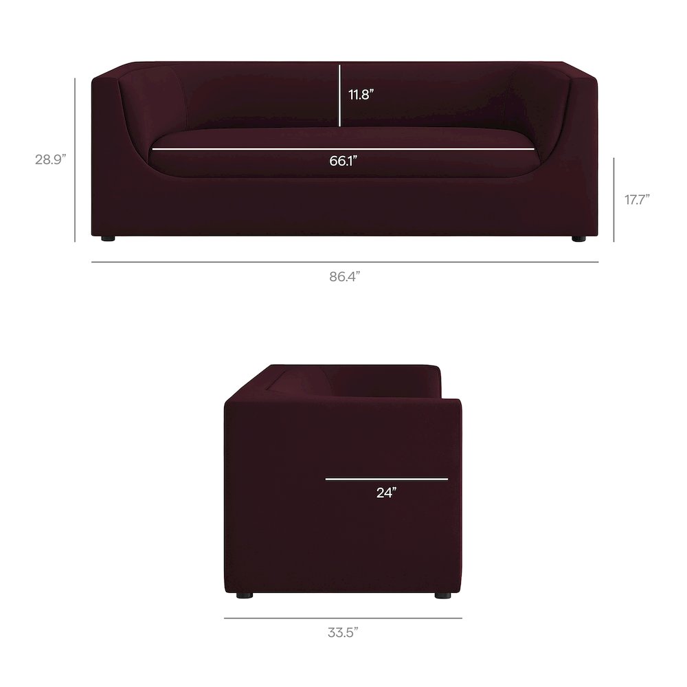 Hilda 86" Curved Back Performance Velvet Sofa
