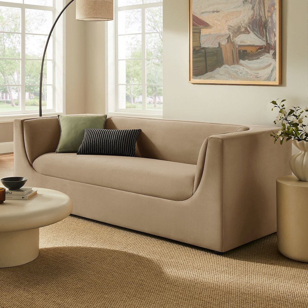 Hilda 86" Curved Back Performance Velvet Sofa