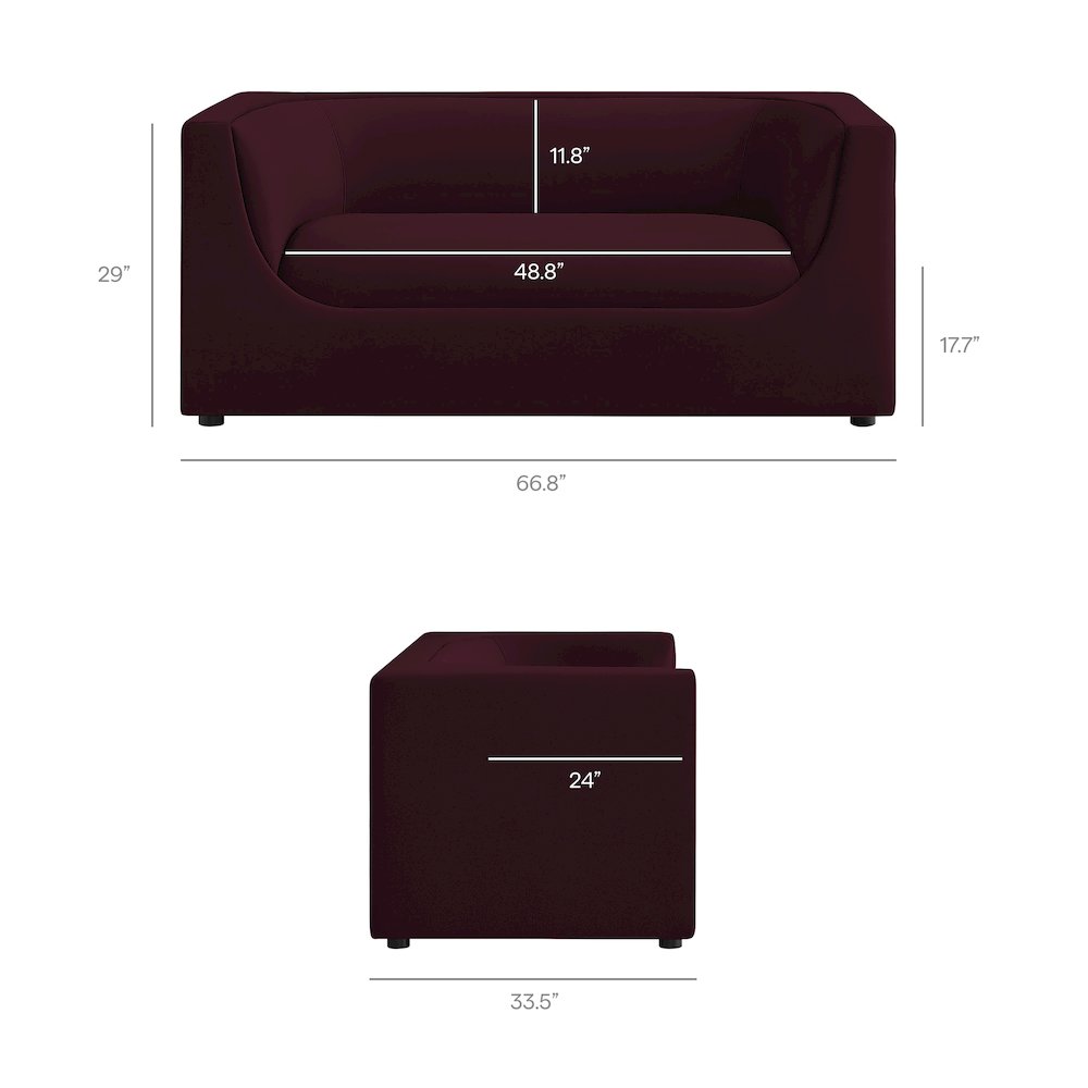 Hilda 67" Curved Back Performance Velvet Loveseat