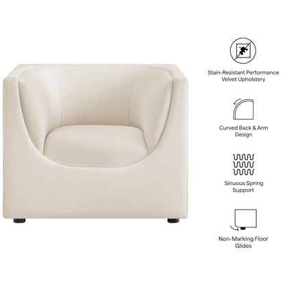 Hilda Curved Back Performance Velvet Armchair