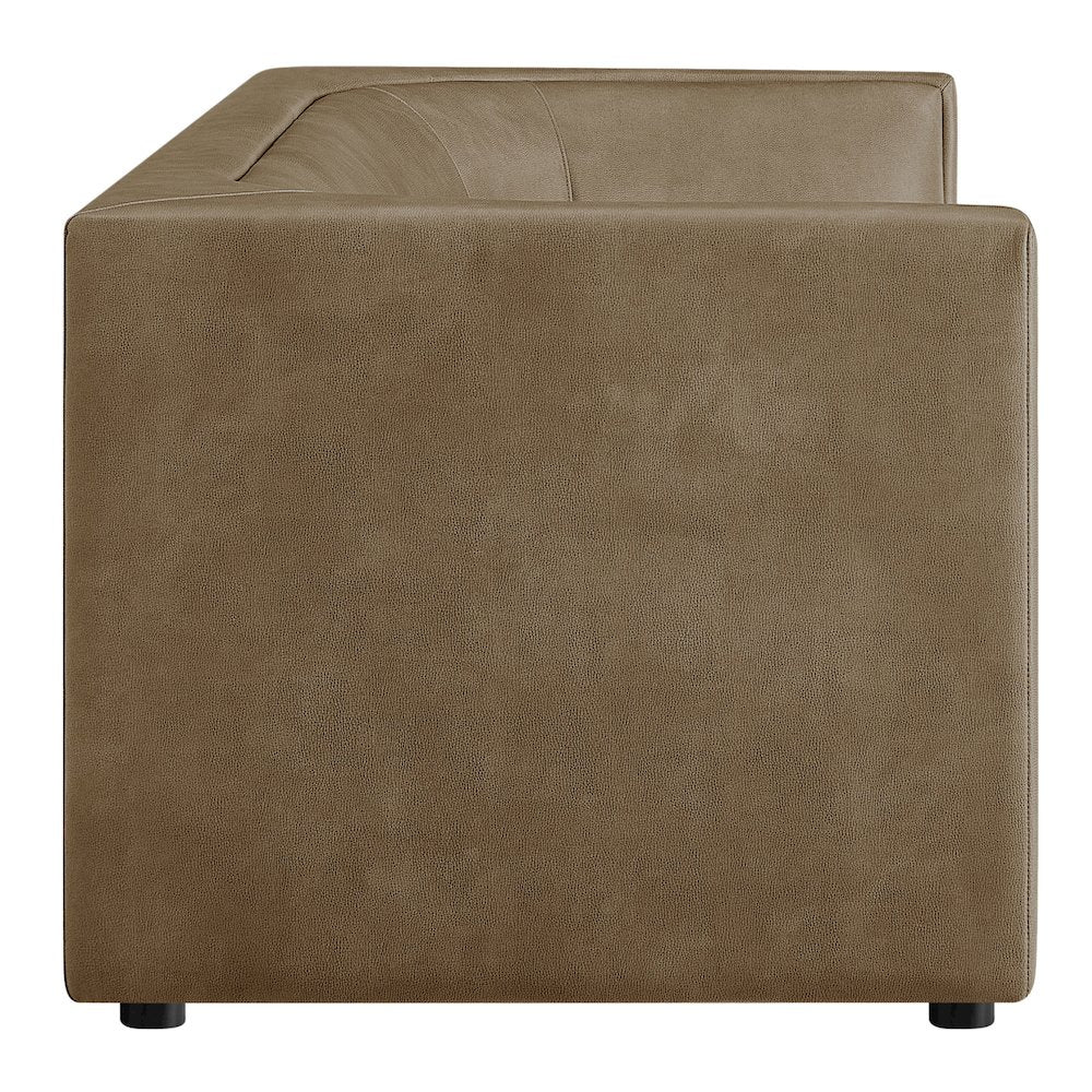 Hilda 86" Curved Back Vegan Leather Sofa