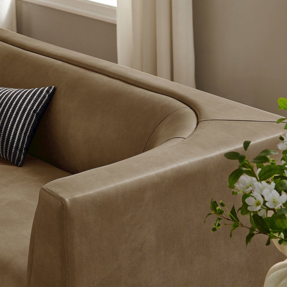Hilda 86" Curved Back Vegan Leather Sofa