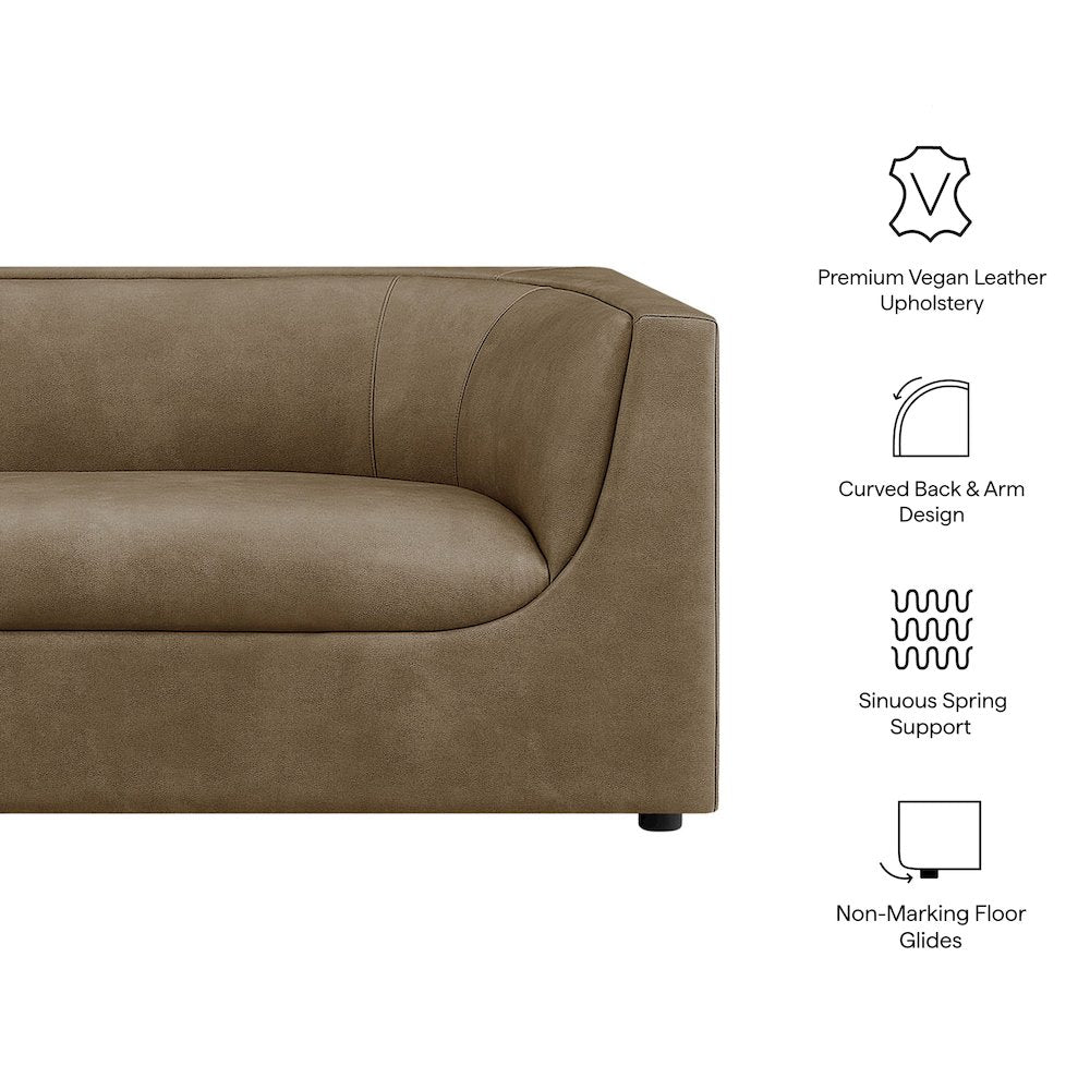 Hilda 86" Curved Back Vegan Leather Sofa